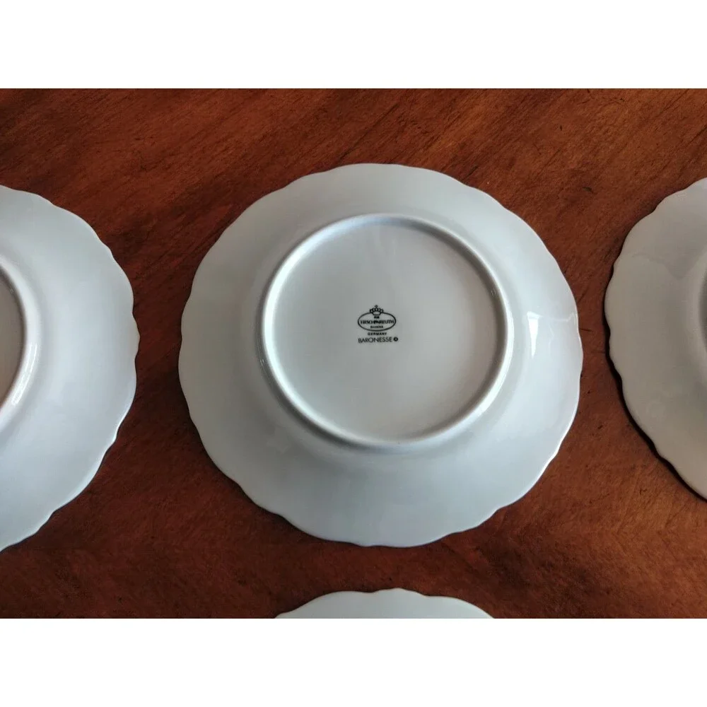 Set Lot 6x Tirschenreuth Baronesse Salad Dessert Plate 8.3” Wht Germany Bavaria